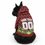 Personalised Dragons Rugby Christmas Pet Hoodie Santa Rugby Mascot - Pine Wreath Festive