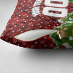 Personalised Dragons Rugby Christmas Pillow Cover Santa Rugby Mascot - Pine Wreath Festive