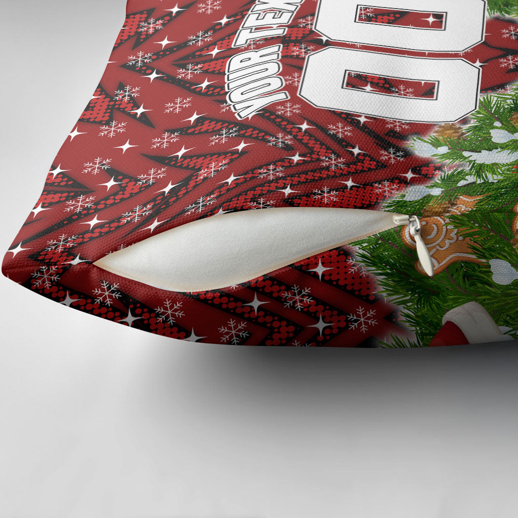 Personalised Dragons Rugby Christmas Pillow Cover Santa Rugby Mascot - Pine Wreath Festive