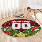 Personalised Dragons Rugby Christmas Round Carpet Santa Rugby Mascot - Pine Wreath Festive