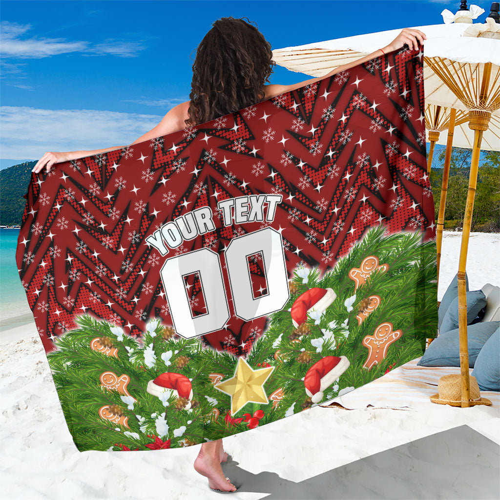 Personalised Dragons Rugby Christmas Sarong Santa Rugby Mascot - Pine Wreath Festive