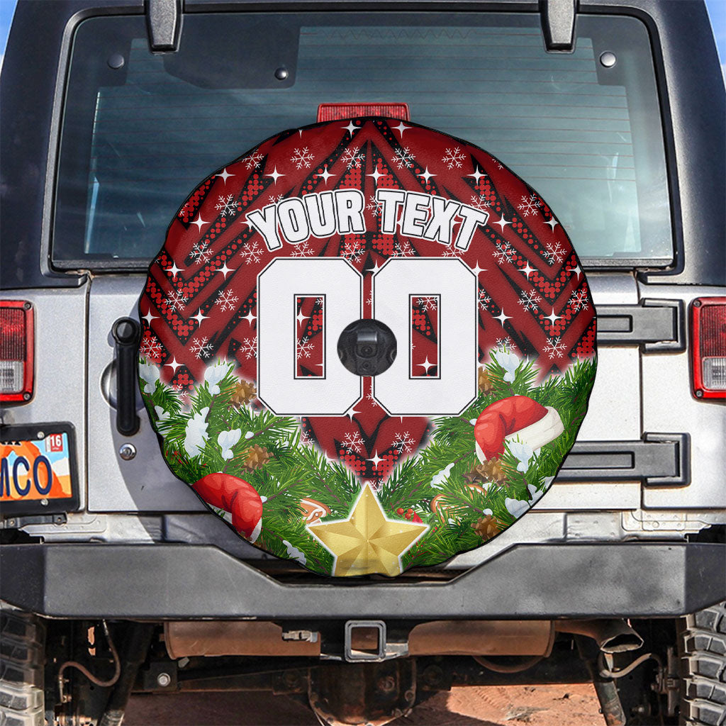 Personalised Dragons Rugby Christmas Spare Tire Cover Santa Rugby Mascot - Pine Wreath Festive