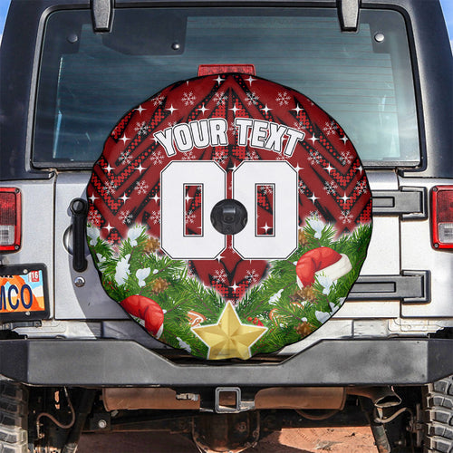 Personalised Dragons Rugby Christmas Spare Tire Cover Santa Rugby Mascot - Pine Wreath Festive