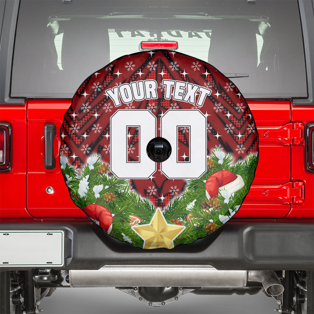 Personalised Dragons Rugby Christmas Spare Tire Cover Santa Rugby Mascot - Pine Wreath Festive
