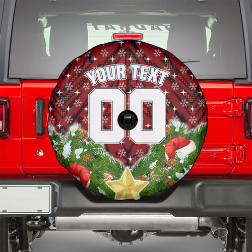 Personalised Dragons Rugby Christmas Spare Tire Cover Santa Rugby Mascot - Pine Wreath Festive