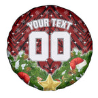Personalised Dragons Rugby Christmas Spare Tire Cover Santa Rugby Mascot - Pine Wreath Festive