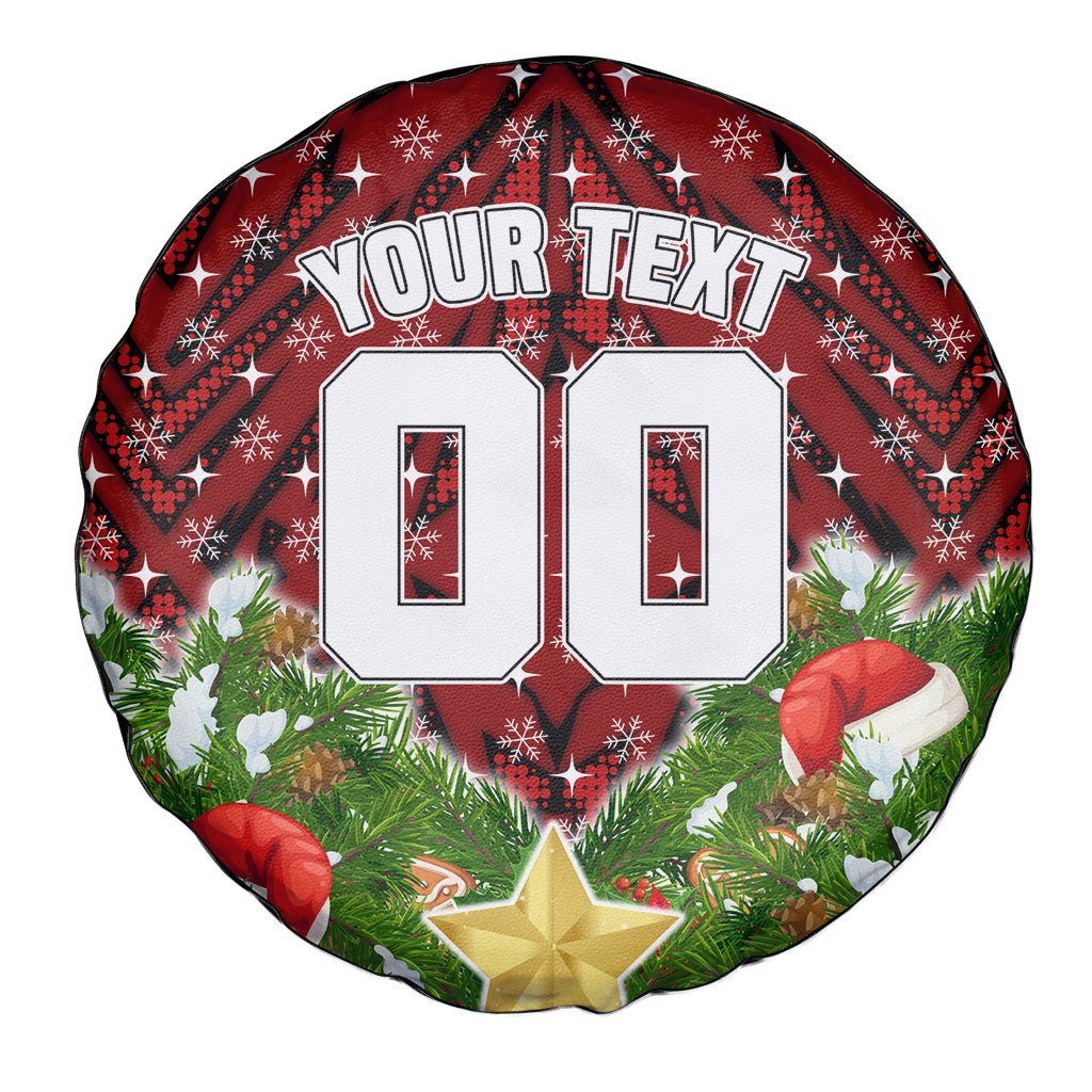 Personalised Dragons Rugby Christmas Spare Tire Cover Santa Rugby Mascot - Pine Wreath Festive