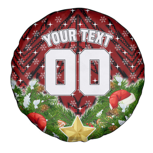 Personalised Dragons Rugby Christmas Spare Tire Cover Santa Rugby Mascot - Pine Wreath Festive