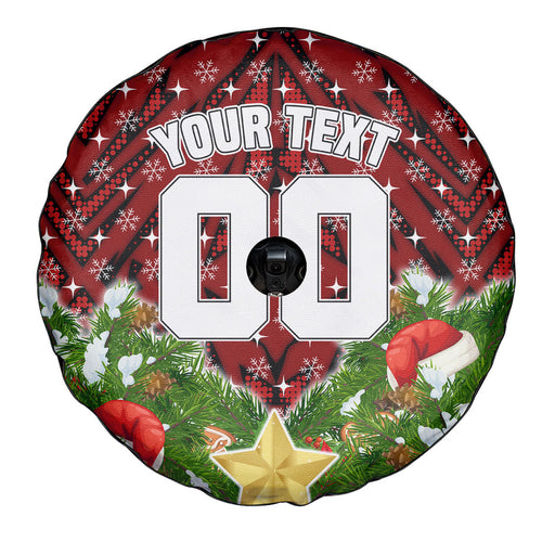 Personalised Dragons Rugby Christmas Spare Tire Cover Santa Rugby Mascot - Pine Wreath Festive