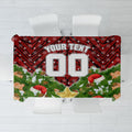 Personalised Dragons Rugby Christmas Tablecloth Santa Rugby Mascot - Pine Wreath Festive