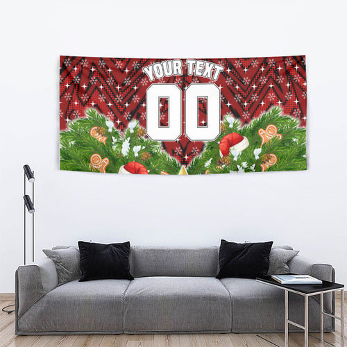 Personalised Dragons Rugby Christmas Tapestry Santa Rugby Mascot - Pine Wreath Festive