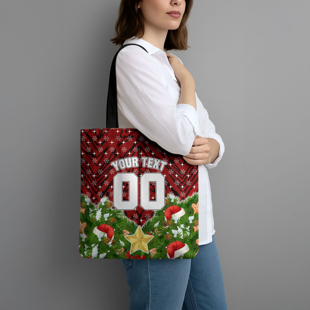 Personalised Dragons Rugby Christmas Tote Bag Santa Rugby Mascot - Pine Wreath Festive