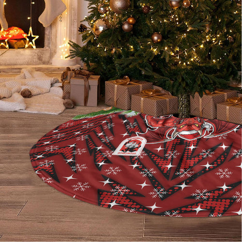 Dragons Rugby Christmas Tree Skirt Santa Rugby Mascot - Pine Wreath Festive