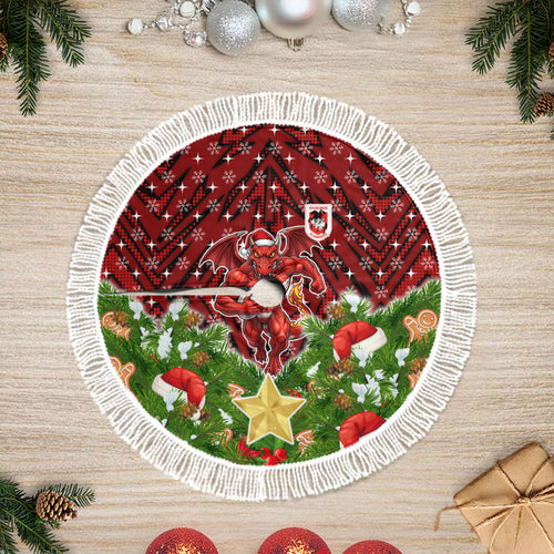 Dragons Rugby Christmas Tree Skirt Santa Rugby Mascot - Pine Wreath Festive
