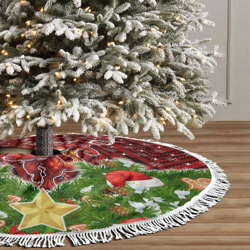 Dragons Rugby Christmas Tree Skirt Santa Rugby Mascot - Pine Wreath Festive