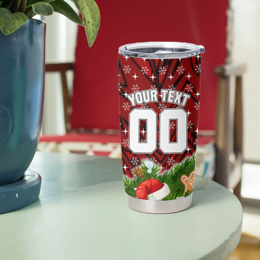 Personalised Dragons Rugby Christmas Tumbler Cup Santa Rugby Mascot - Pine Wreath Festive