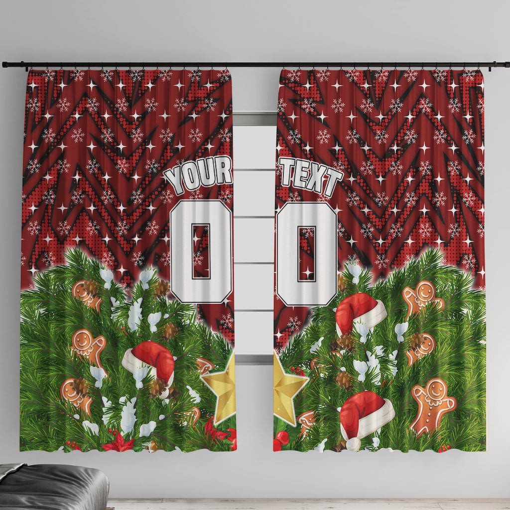 Personalised Dragons Rugby Christmas Window Curtain Santa Rugby Mascot - Pine Wreath Festive