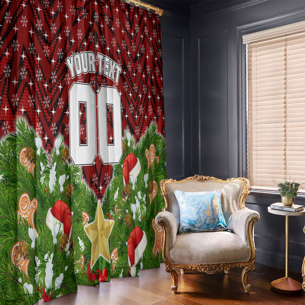Personalised Dragons Rugby Christmas Window Curtain Santa Rugby Mascot - Pine Wreath Festive