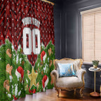 Personalised Dragons Rugby Christmas Window Curtain Santa Rugby Mascot - Pine Wreath Festive