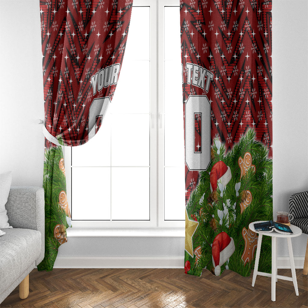 Personalised Dragons Rugby Christmas Window Curtain Santa Rugby Mascot - Pine Wreath Festive