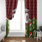 Personalised Dragons Rugby Christmas Window Curtain Santa Rugby Mascot - Pine Wreath Festive