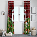 Personalised Dragons Rugby Christmas Window Curtain Santa Rugby Mascot - Pine Wreath Festive