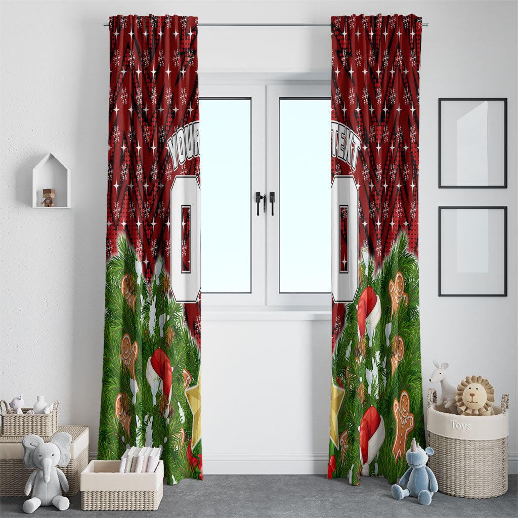 Personalised Dragons Rugby Christmas Window Curtain Santa Rugby Mascot - Pine Wreath Festive