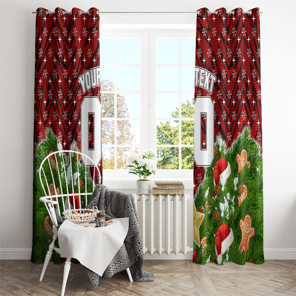 Personalised Dragons Rugby Christmas Window Curtain Santa Rugby Mascot - Pine Wreath Festive