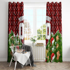 Personalised Dragons Rugby Christmas Window Curtain Santa Rugby Mascot - Pine Wreath Festive