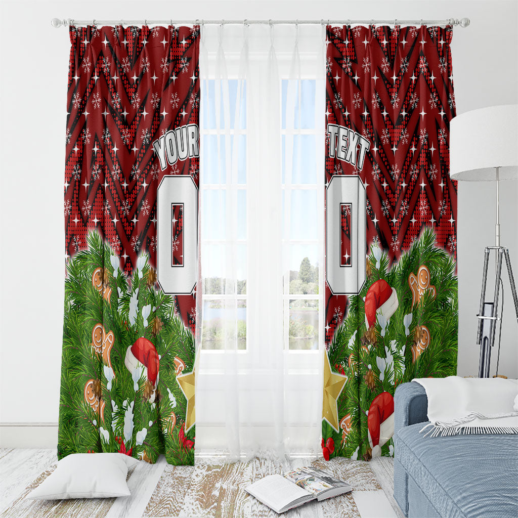 Personalised Dragons Rugby Christmas Window Curtain Santa Rugby Mascot - Pine Wreath Festive