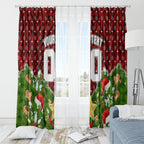 Personalised Dragons Rugby Christmas Window Curtain Santa Rugby Mascot - Pine Wreath Festive
