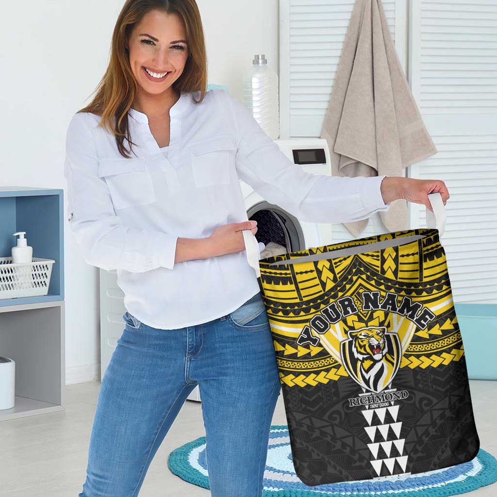 Personalized Richmond Tigers Laundry Basket Polynesian Tribal Pattern Heritage Football