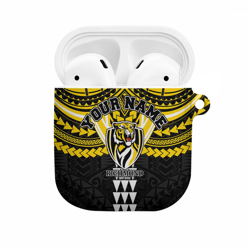 Personalized Richmond Tigers AirPods Case Polynesian Tribal Pattern Heritage Football