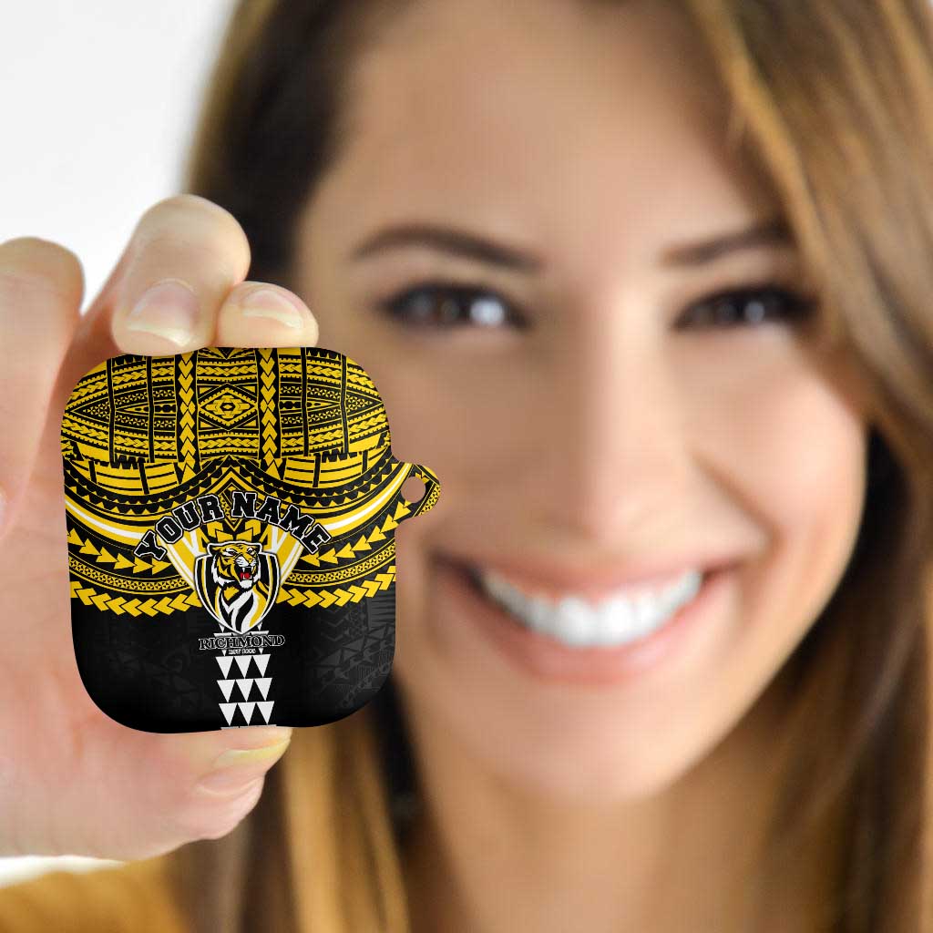 Personalized Richmond Tigers AirPods Case Polynesian Tribal Pattern Heritage Football