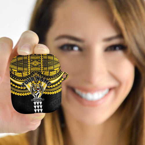Personalized Richmond Tigers AirPods Case Polynesian Tribal Pattern Heritage Football