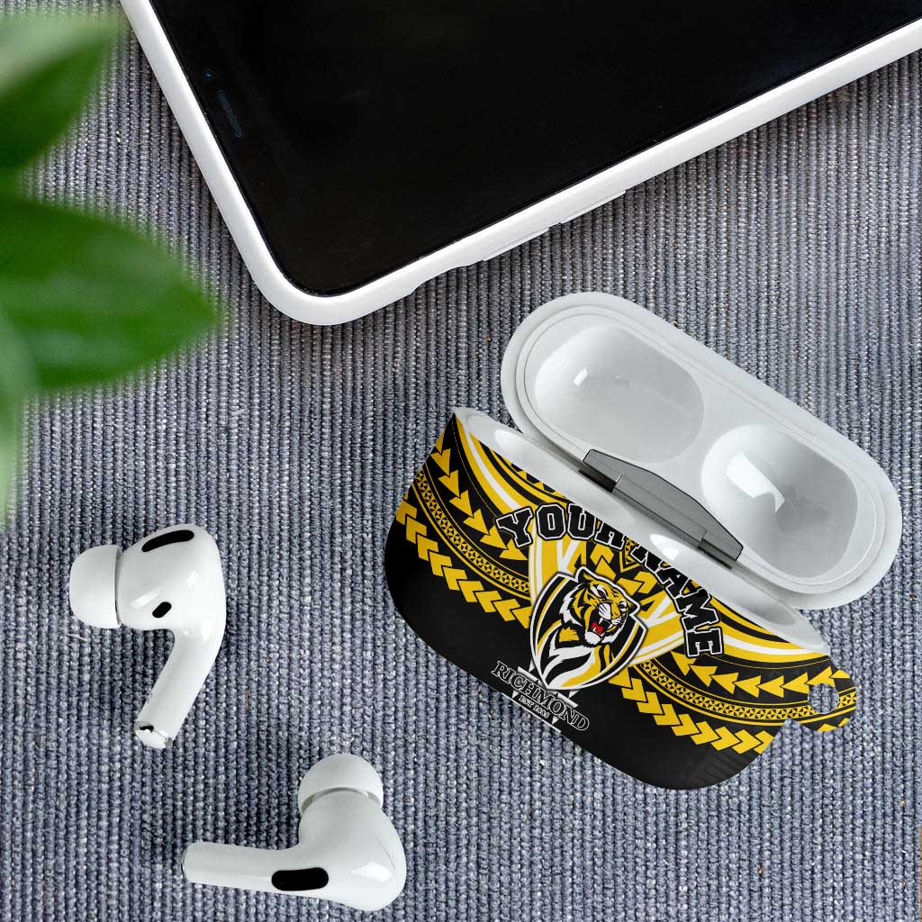 Personalized Richmond Tigers AirPods Case Polynesian Tribal Pattern Heritage Football