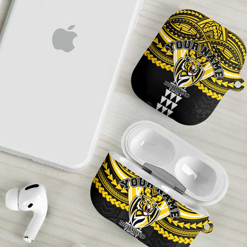 Personalized Richmond Tigers AirPods Case Polynesian Tribal Pattern Heritage Football