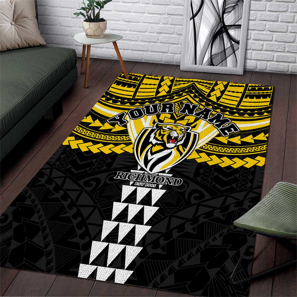 Personalized Richmond Tigers Area Rug Polynesian Tribal Pattern Heritage Football