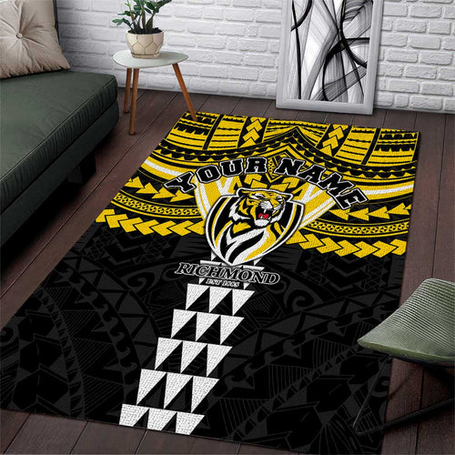 Personalized Richmond Tigers Area Rug Polynesian Tribal Pattern Heritage Football