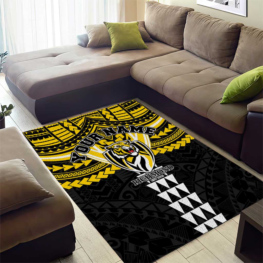 Personalized Richmond Tigers Area Rug Polynesian Tribal Pattern Heritage Football