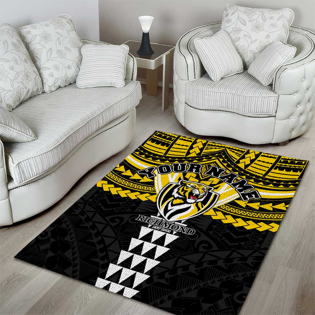 Personalized Richmond Tigers Area Rug Polynesian Tribal Pattern Heritage Football