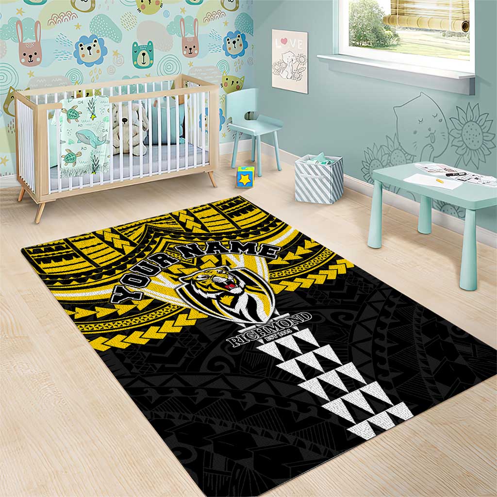 Personalized Richmond Tigers Area Rug Polynesian Tribal Pattern Heritage Football