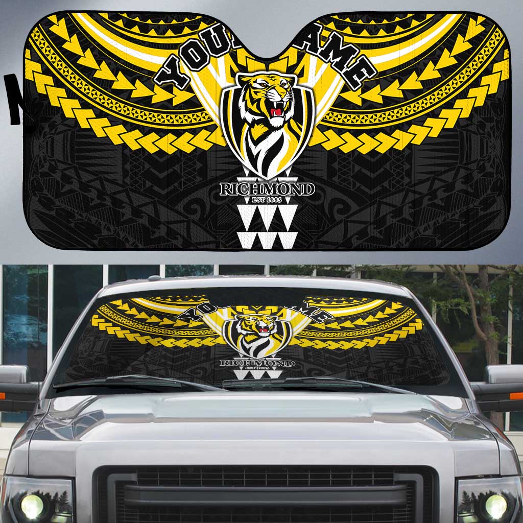Personalized Richmond Tigers Auto Sun Shade Polynesian Tribal Pattern Heritage Football