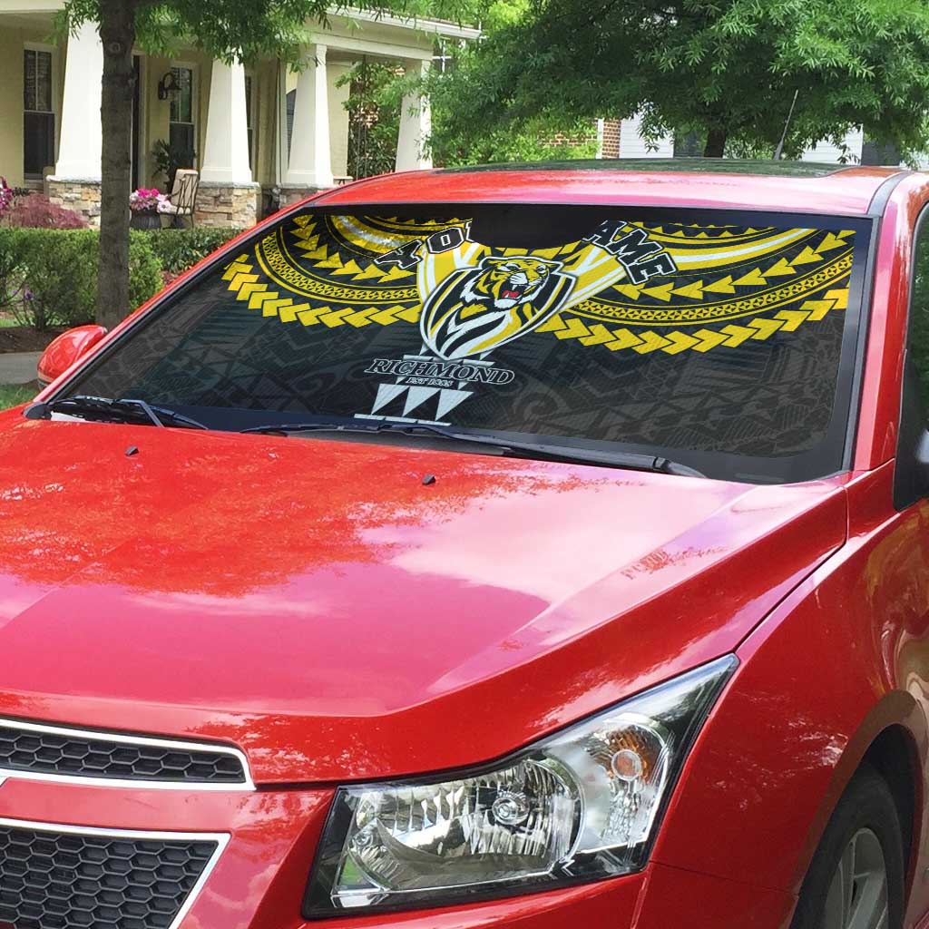 Personalized Richmond Tigers Auto Sun Shade Polynesian Tribal Pattern Heritage Football