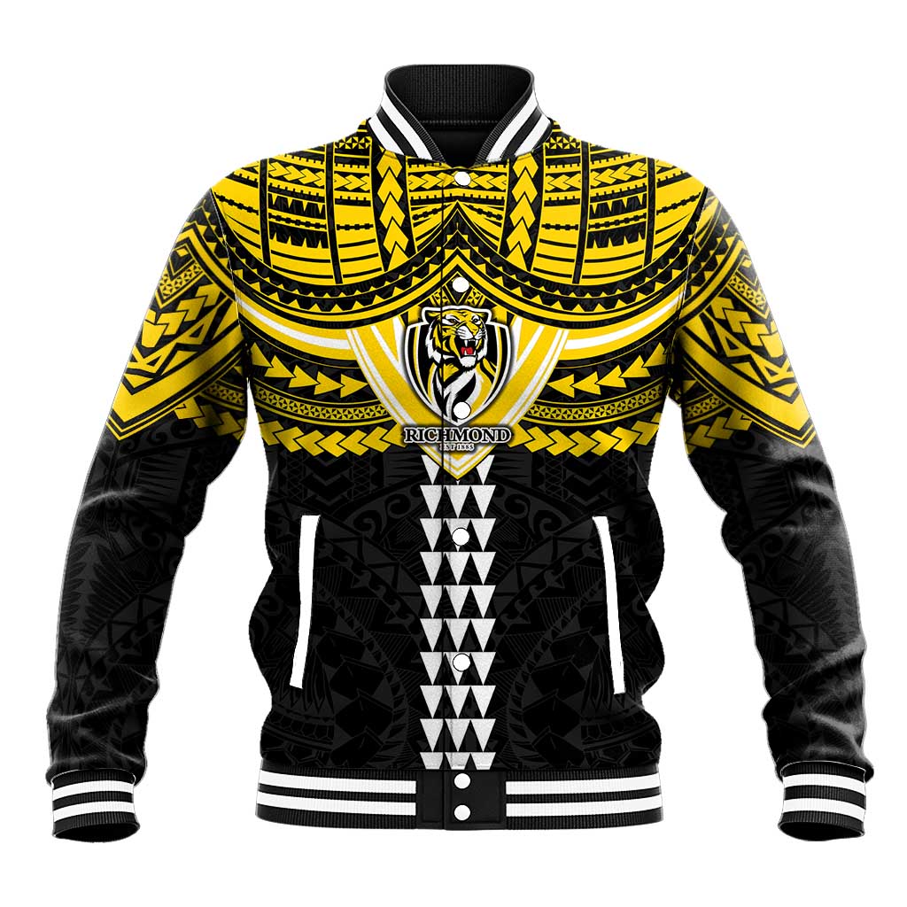 Personalized Richmond Tigers Baseball Jacket Polynesian Tribal Pattern Heritage Football