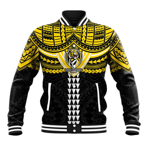 Personalized Richmond Tigers Baseball Jacket Polynesian Tribal Pattern Heritage Football