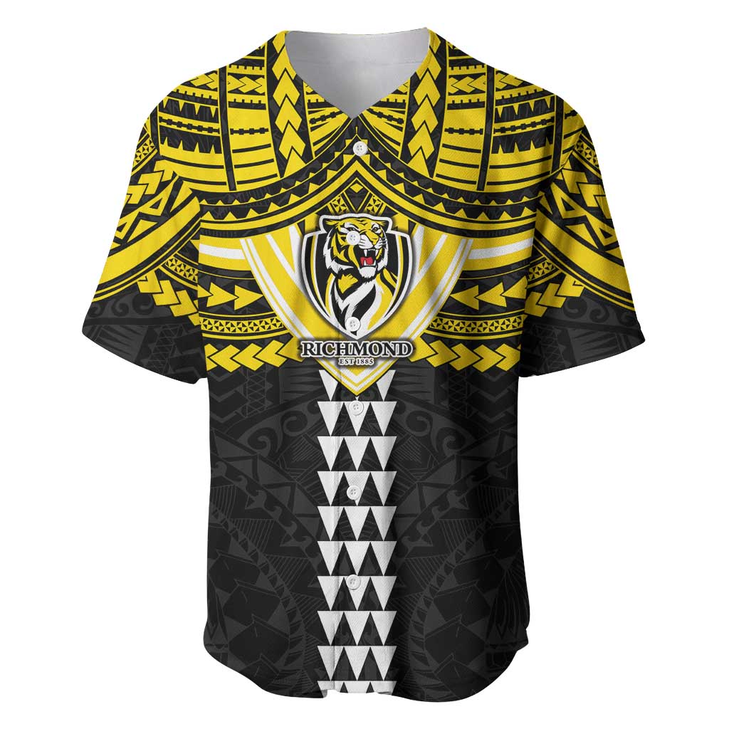 Personalized Richmond Tigers Baseball Jersey Polynesian Tribal Pattern Heritage Football