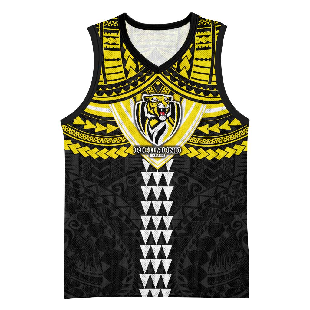 Personalized Richmond Tigers Basketball Jersey Polynesian Tribal Pattern Heritage Football