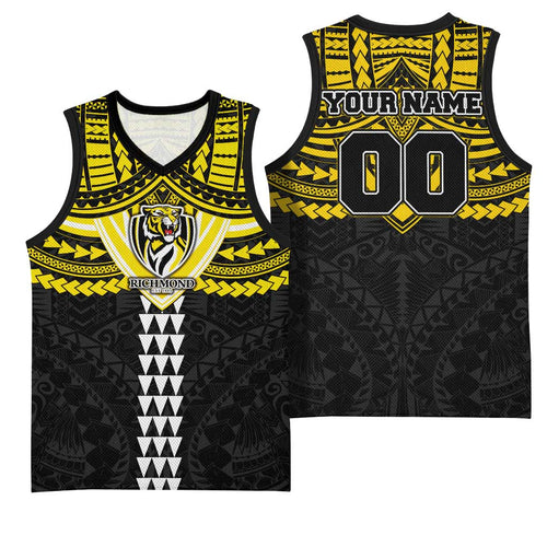Personalized Richmond Tigers Basketball Jersey Polynesian Tribal Pattern Heritage Football