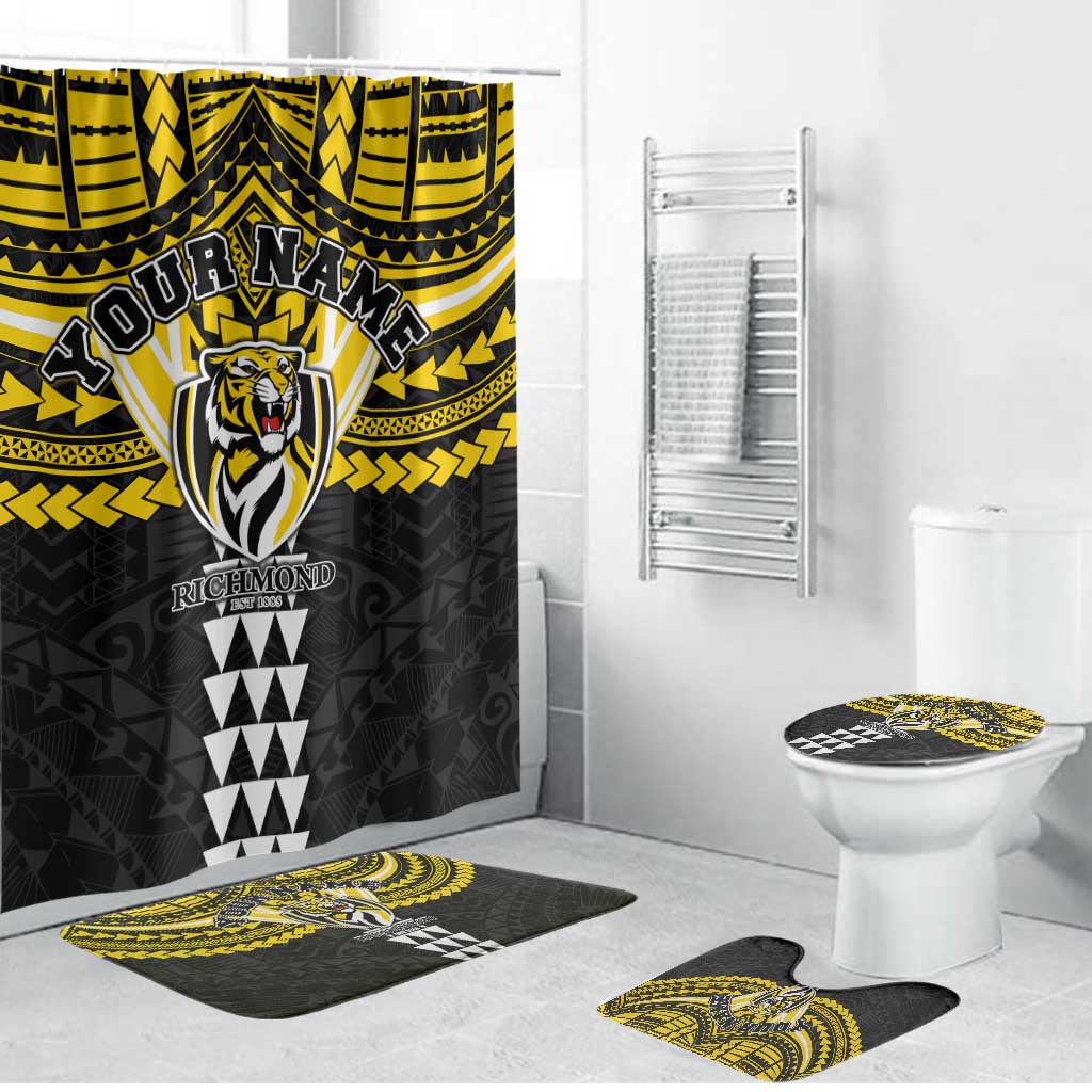 Personalized Richmond Tigers Bathroom Set Polynesian Tribal Pattern Heritage Football